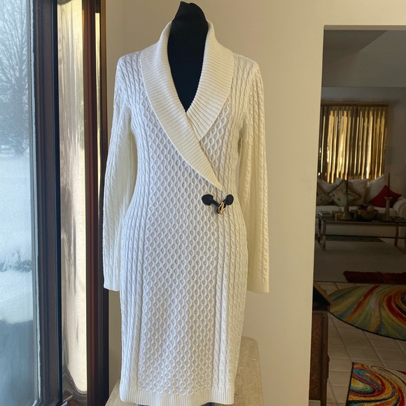 Calvin Klein Dresses & Skirts - NWOT Calvin Klein Winter White Sweater Dress, no flaws,measurements in photos.
